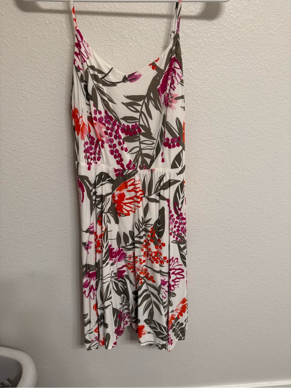 Old Navy White Mini Dress with Pink & Orange Floral Print